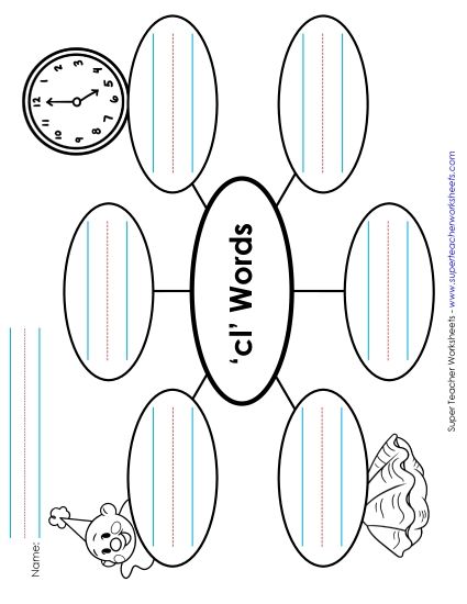 Worksheets - Word Web (Cl- Words)  (Printable PDF Worksheet)