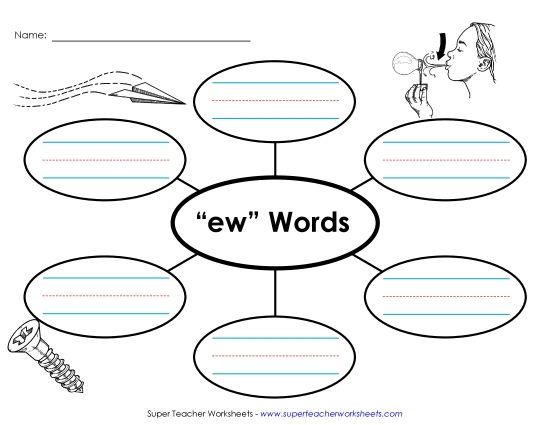 Worksheets - Word Web (-ew) (Printable PDF Worksheet)