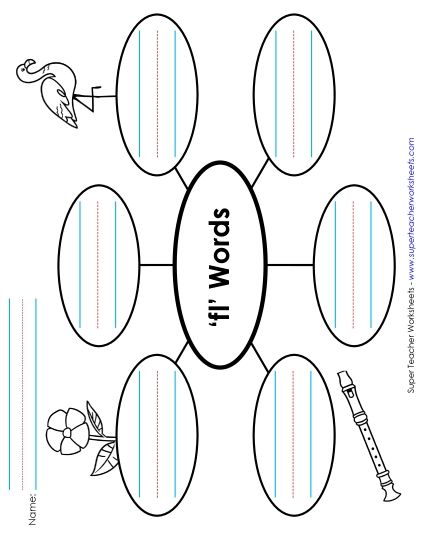 Worksheets - Word Web (Fl- Words) (Printable PDF Worksheet)