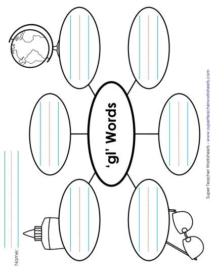 Worksheets - Word Web (Gl- Words) (Printable PDF Worksheet)