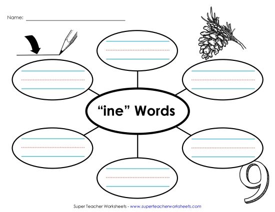Worksheets - Word Web (-ine) (Printable PDF Worksheet)