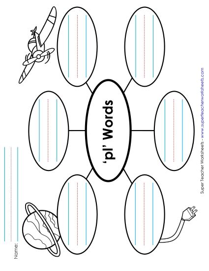 Worksheets - Word Web (Pl- Words) (Printable PDF Worksheet)