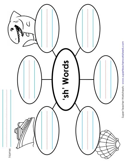 Worksheets - Word Web (SH Words) (Printable PDF Worksheet)