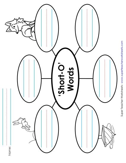 Worksheets - Word Web (Short O Words) (Printable PDF Worksheet)
