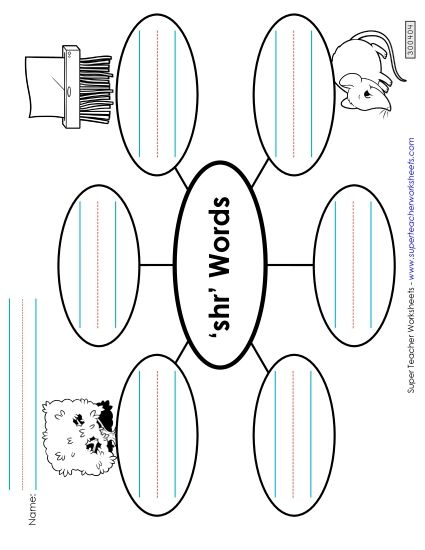 Worksheets - Word Web (Shr- Words) (Printable PDF Worksheet)