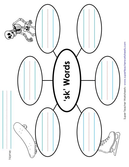 Worksheets - Word Web (Sk- Words) (Printable PDF Worksheet)