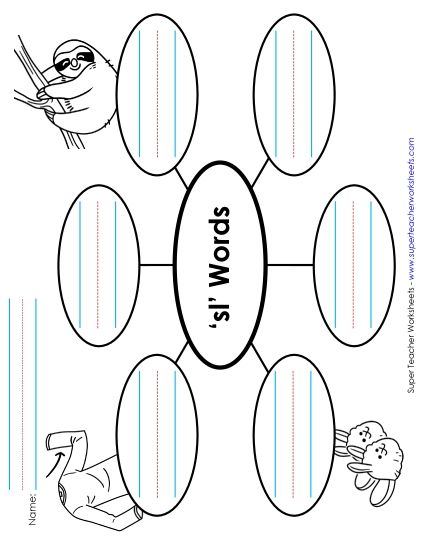 Worksheets - Word Web (Sl- Words)  (Printable PDF Worksheet)