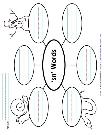 Worksheets - Word Web (Sn- Words)  (Printable PDF Worksheet)