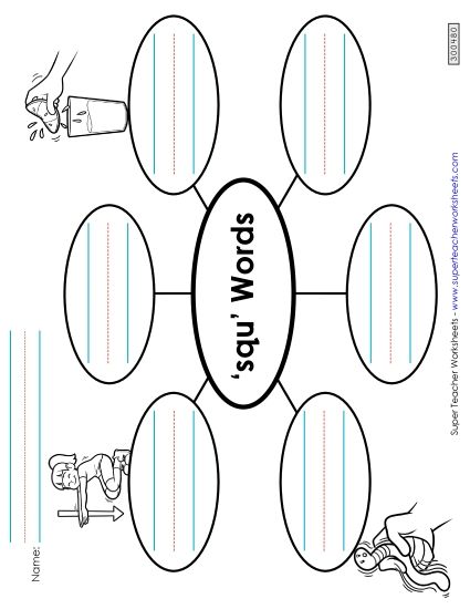 Worksheets - Word Web (Squ- Words) (Printable PDF Worksheet)