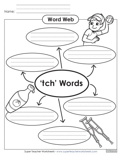 Worksheets - Word Web (-tch Words) (Printable PDF Worksheet)