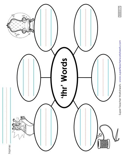 Worksheets - Word Web (Thr- Words) (Printable PDF Worksheet)