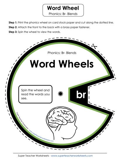 Flashcards, Sliders, and Word Wheels - Word Wheel (Br- Blends) (Printable PDF Worksheet)