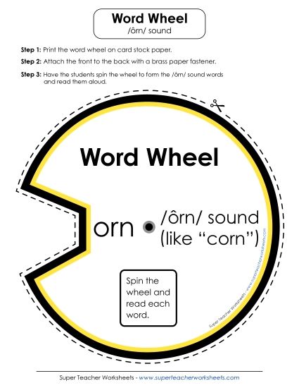 Flash Cards & Word Wheels - Word Wheel: <i>-orn</i> Words (Printable PDF Worksheet)