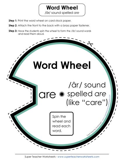 Flash Cards & Word Wheels - Word Wheel: /âr/ Spelled <i>-are</i> (Printable PDF Worksheet)