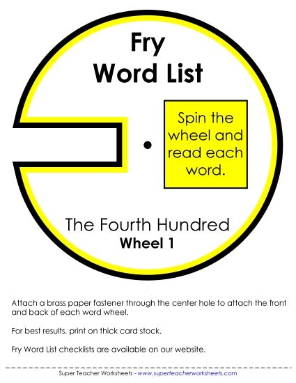 Level 4: Fourth Hundred - Word Wheels (Fourth Hundred) (Printable PDF Worksheet)