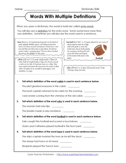 Words With Multiple Definitions (Printable PDF Worksheet)