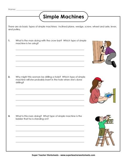 Workers: Simple Machines (Printable PDF Worksheet)