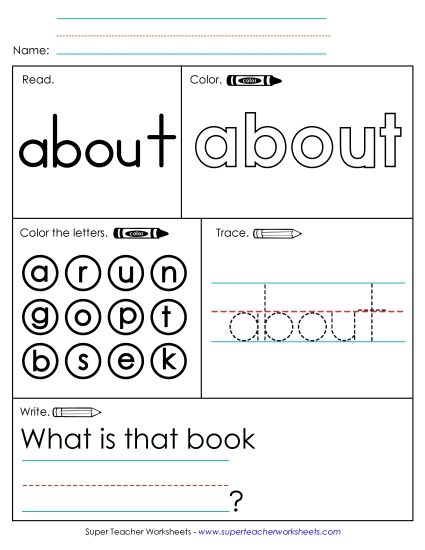 Worksheet 1: About (Printable PDF Worksheet)