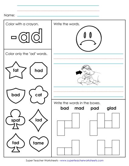 Worksheets - Worksheet 1 (-ad Words) (Printable PDF Worksheet)