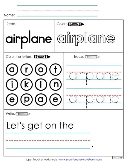 Worksheet 1: Airplane (Printable PDF Worksheet)