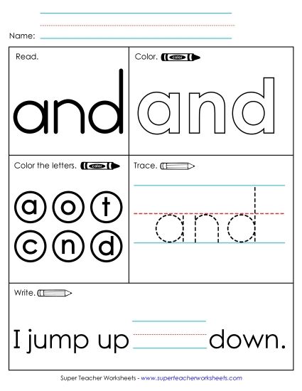 Worksheet 1: And (Printable PDF Worksheet)