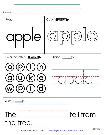 Worksheet 1: Apple (Printable PDF Worksheet)