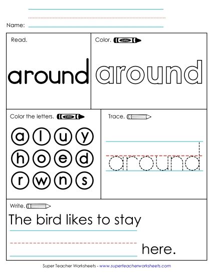Worksheet 1: Around (Printable PDF Worksheet)
