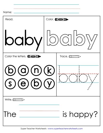 Worksheet 1: Baby (Printable PDF Worksheet)