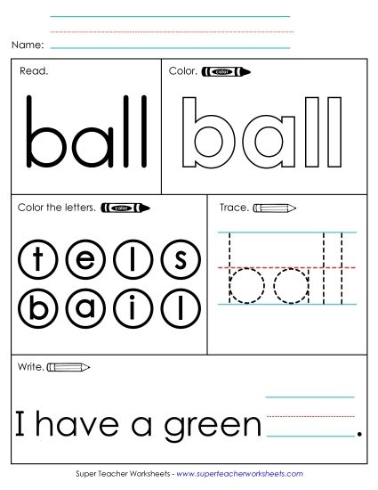 Worksheet 1: Ball (Printable PDF Worksheet)