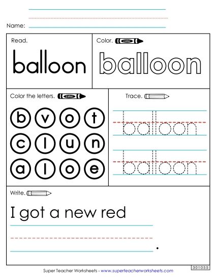 Worksheet 1: Balloon (Printable PDF Worksheet)