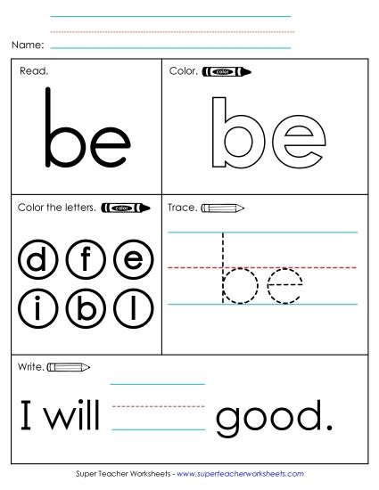 Worksheet 1: Be (Printable PDF Worksheet)