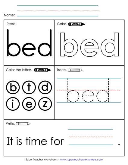 Worksheet 1: Bed (Printable PDF Worksheet)