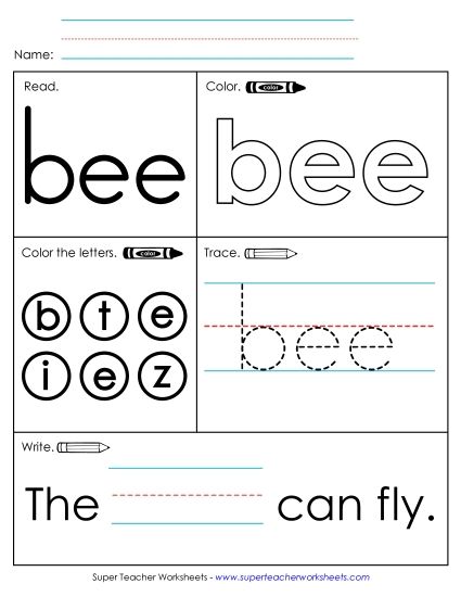Worksheet 1: Bee (Printable PDF Worksheet)