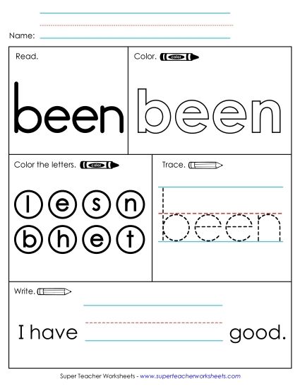 Worksheet 1: Been (Printable PDF Worksheet)