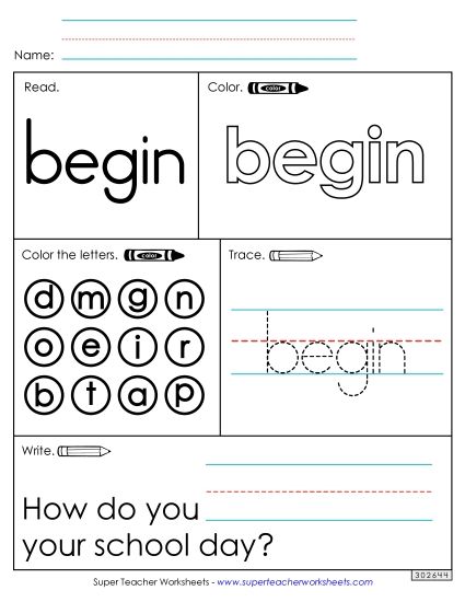 Worksheet 1: Begin (Printable PDF Worksheet)