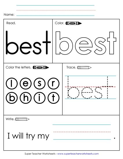 Worksheet 1: Best (Printable PDF Worksheet)