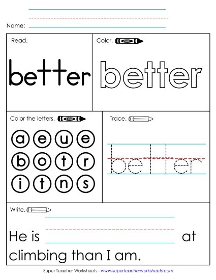 Worksheet 1: Better (Printable PDF Worksheet)