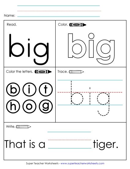 Worksheet 1: Big (Printable PDF Worksheet)