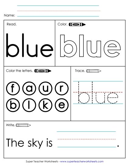 Worksheet 1: Blue (Printable PDF Worksheet)