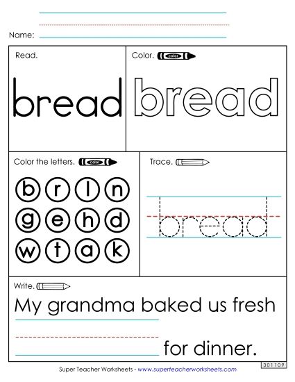 Worksheet 1: Bread (Printable PDF Worksheet)
