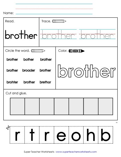 Worksheet 1: Brother (Printable PDF Worksheet)