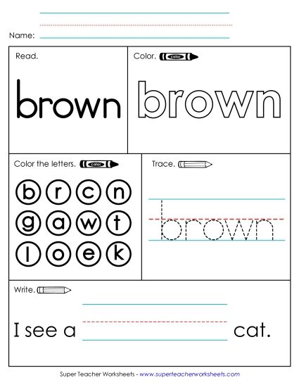 Worksheet 1: Brown (Printable PDF Worksheet)