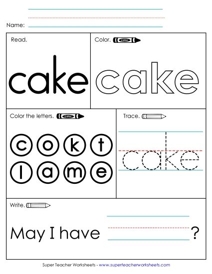 Worksheet 1: Cake (Printable PDF Worksheet)