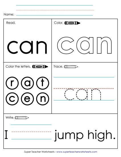 Worksheet 1: Can (Printable PDF Worksheet)