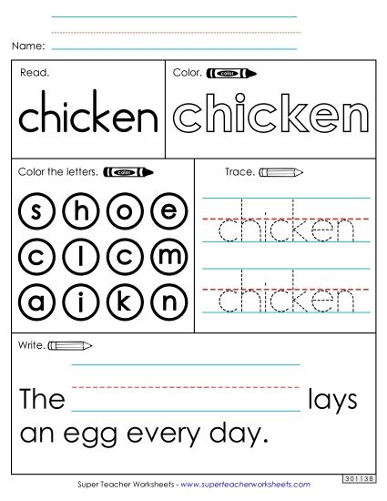 Worksheet 1: Chicken (Printable PDF Worksheet)