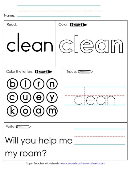 Worksheet 1: Clean (Printable PDF Worksheet)
