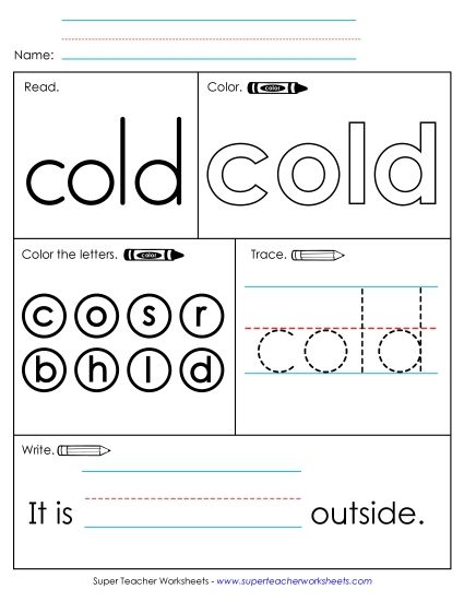 Worksheet 1: Cold (Printable PDF Worksheet)