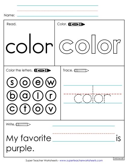 Worksheet 1: Color (Printable PDF Worksheet)