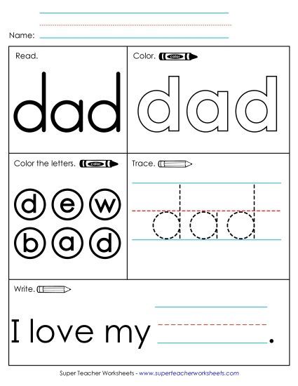 Worksheet 1: Dad (Printable PDF Worksheet)
