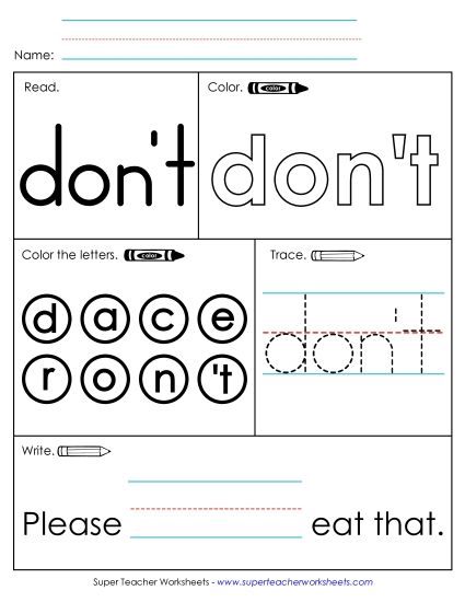 Worksheet 1: Don't (Printable PDF Worksheet)